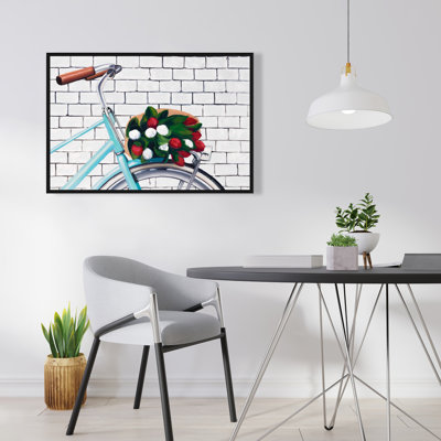 Vélo avec tulipes | Décor de transport de bureau