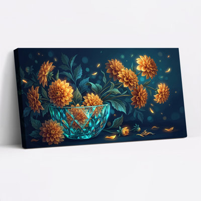 Ensemble de 1 tableau sur toile représentant un vase floral