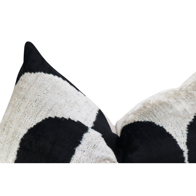 Velvet Lumbar Pillow Cover & Insert, Black/White Geometric 2