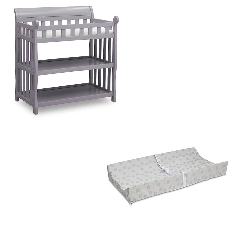 Table à langer avec coussin Gerst, gris