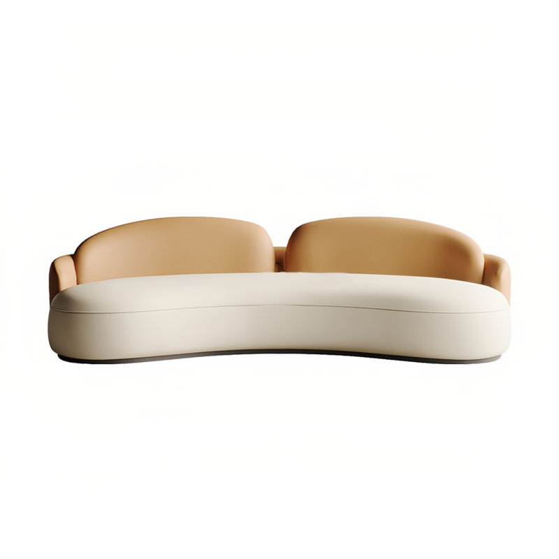 Canapé Marshayla, Similicuir orange / beige, H 26,77 po x l 78,74 po x P 39,37 po