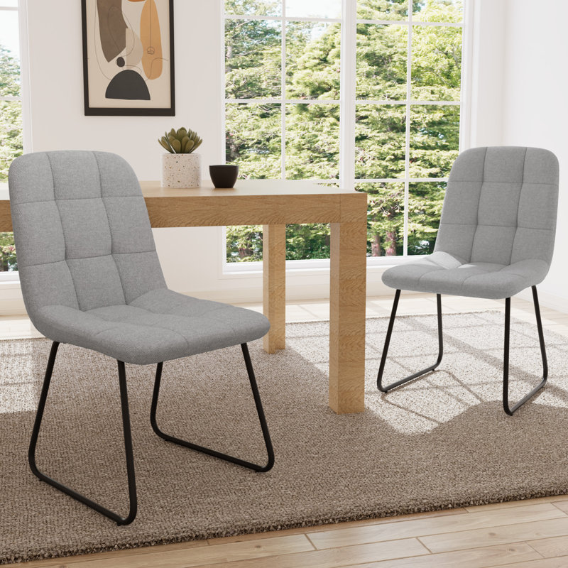 47cm H Fabric Upholstered Upholstered Back Side Chair in Grey