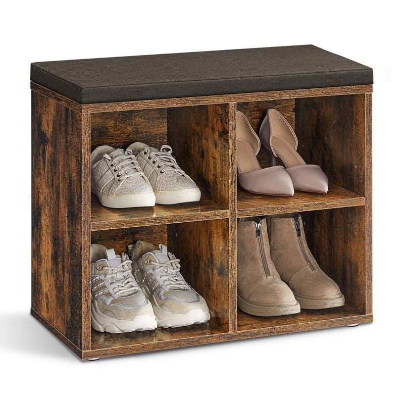 Fabric Upholstered Storage Bench, Brown