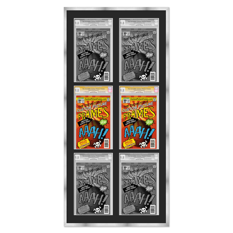 Cadre photo Collage, 20,75 po x 44,5 po, 8,125 po x 13 po, Argent / noir