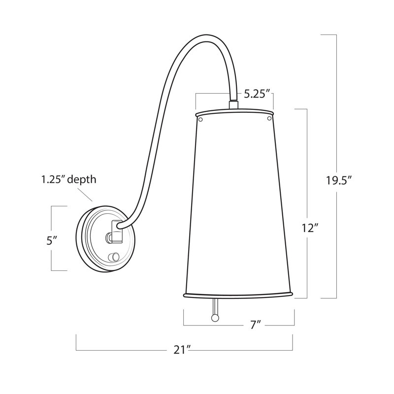 Hattie 1 - Light Armed Sconce, Natural Brass