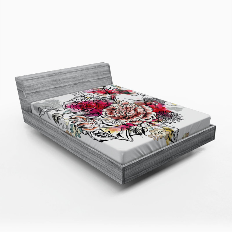 Microfiber Floral Fitted Sheet, Queen Fitted Sheet