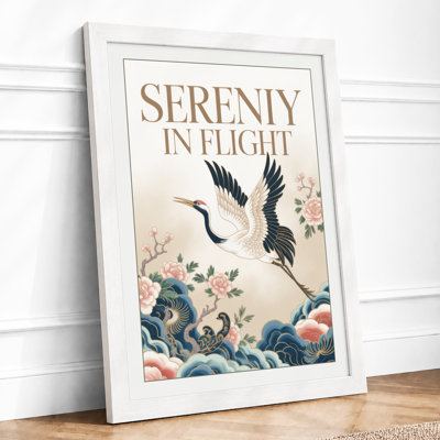 Cranes in Flight Japandi - Framed Print