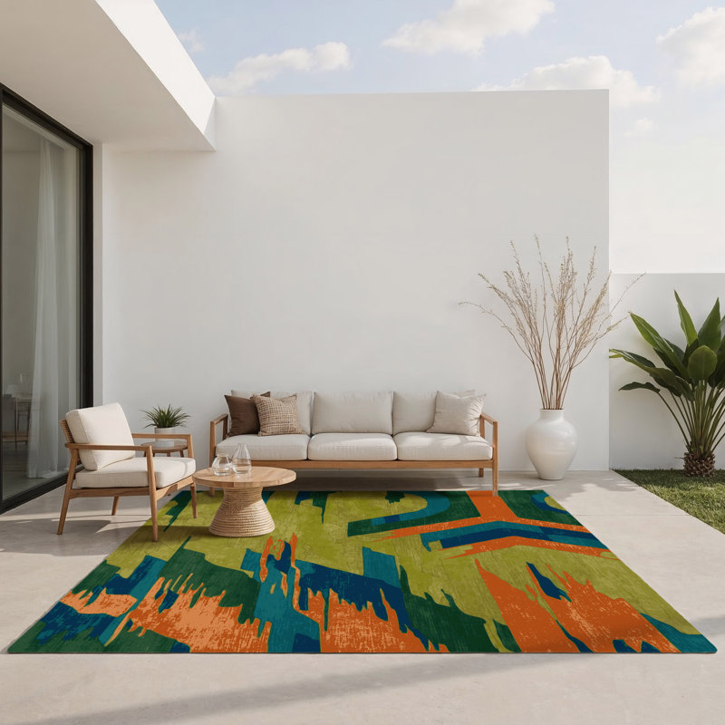 Forest Hues Indoor And Outdoor Area Rug, Rectangle 3' x 5'