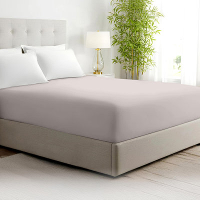 100% Viscose from Bamboo Fitted Sheet Only, 300 Thread Count, Extra Deep Pocket, Elastic with 4 Corner Straps, Cooling & Breathable, Bedding Sheets for Hot Sleepers - Gift-Ready Packaging (Dove Gray)
