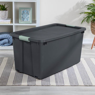 Sterilite 4 Pack 45 Gallon Wheeled Latch Tote, Stackable Plastic Storage Bin