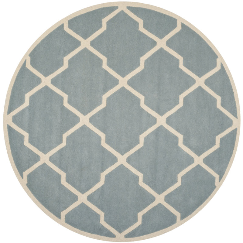 Osasere Hand Tufted Wool Geometric Rug, Round 5'