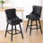 Swivel Bar Stools Set of 2, PU Leather Bar Chairs with Button Tufted Front and Ring Pull Back, 30" Bar Height Stools with Solid Wood Legs for Kitchen Island or Bar, Black-1167069290-1157382620-1167069289