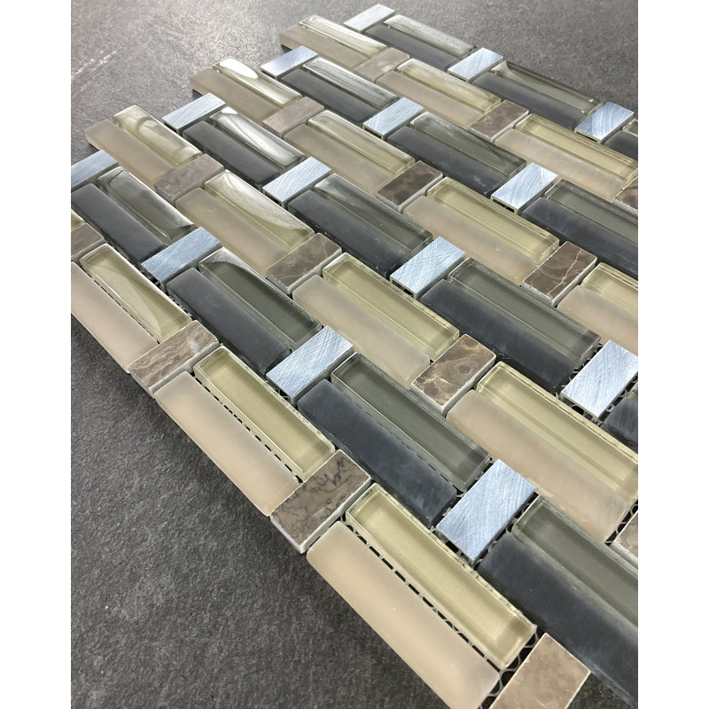 Carrelage mosaïque en métal et verre, Mélange Skyline Moka
