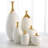 Dipped Golden Crackle/White Cylinder Vase-Lg