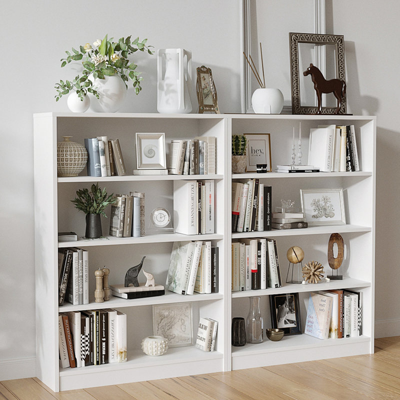 Bibliothèque pour bibliothèque de bureau à 4 tablettes de 48 pouces de hauteur pour bibliothèque de salon moderne à 4 niveaux