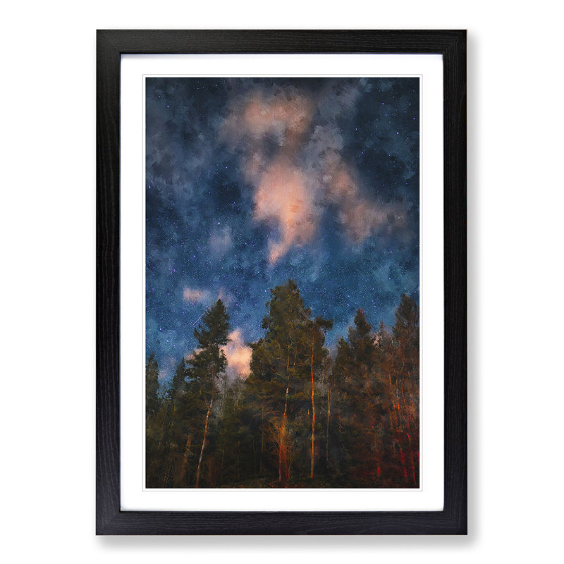 Starry Night Forest - Picture Frame Graphic Art, Black, 48cm H x 36cm W x 2cm D