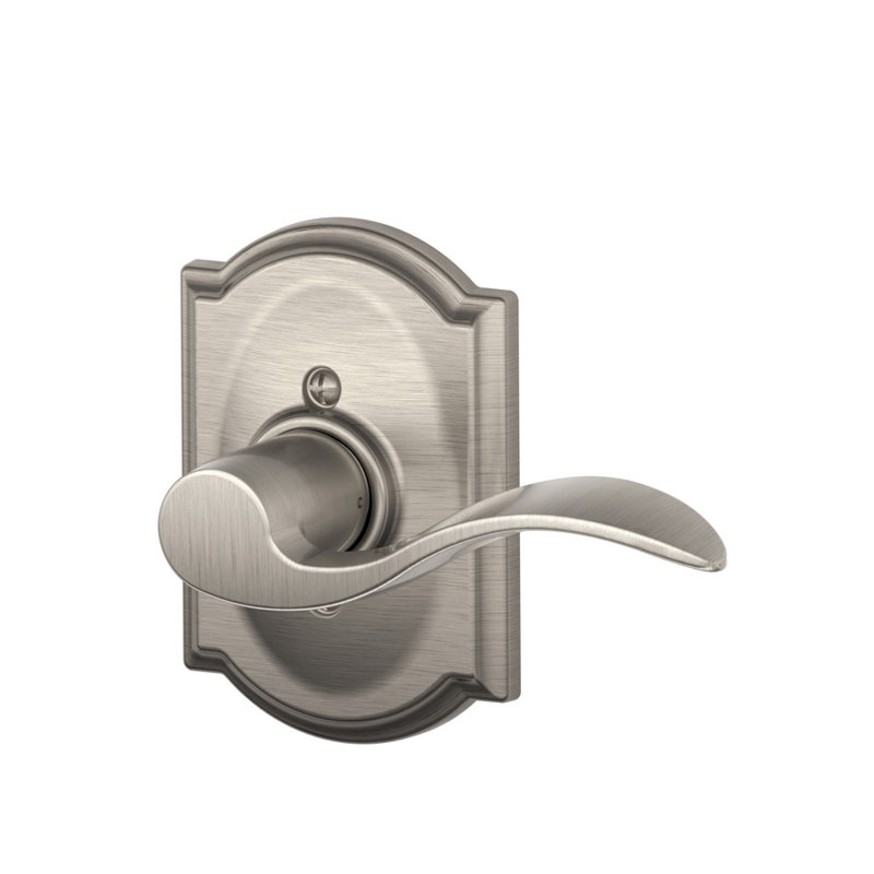 Accent Lever with Camelot Trim Non-Turning Lock, Satin Nickel, Right Hand