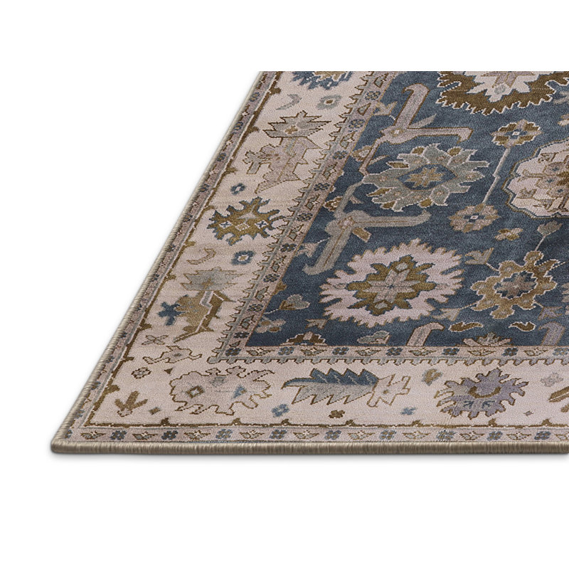 Tapis oriental bleu marine Brosh, Rectangle 8 pi x 10 pi