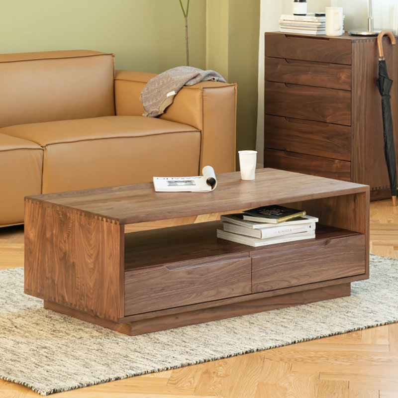 Rectangular black walnut end table, 16.5" H x 55.1" L x 23.6" W