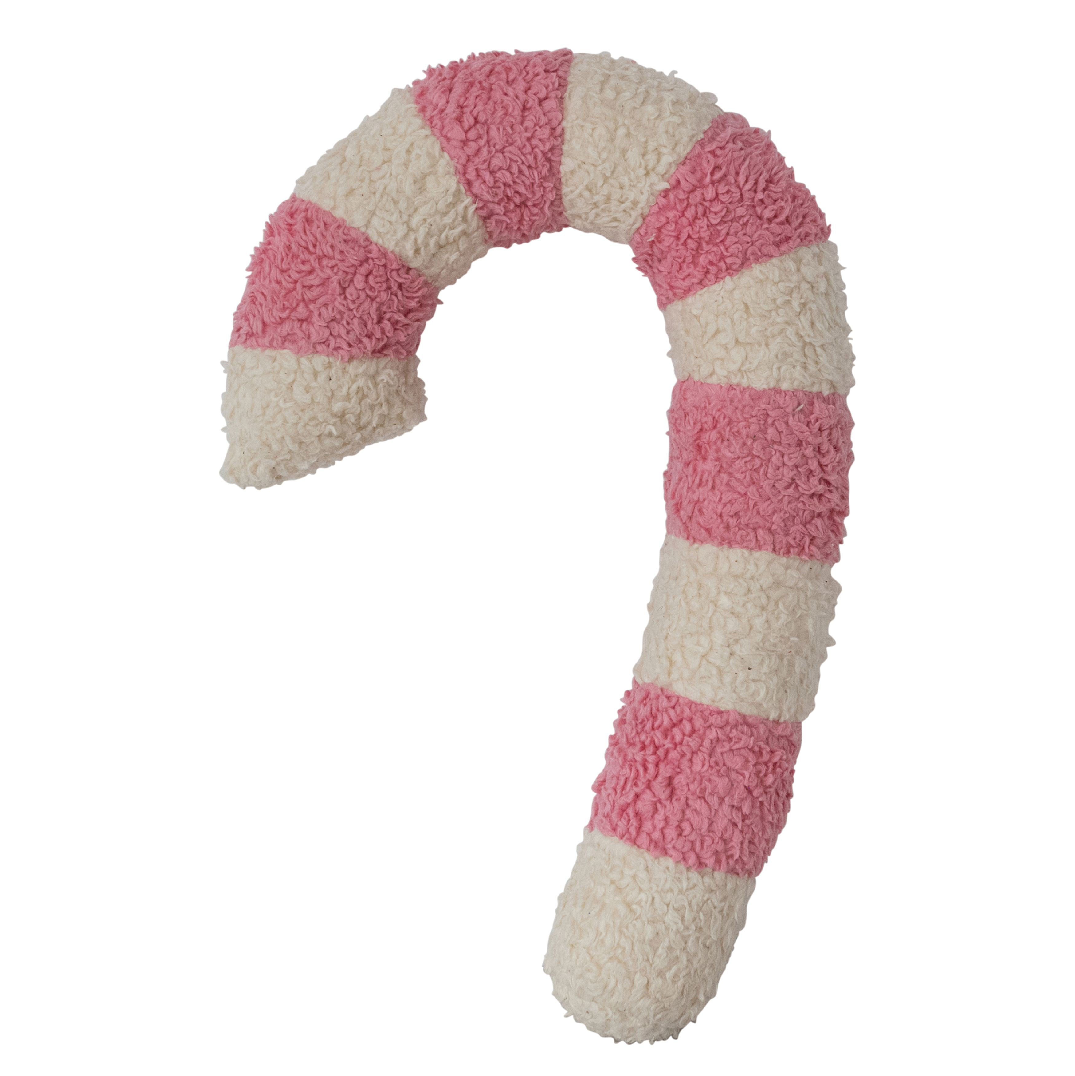 Creative Co-Op Cotton Faux Sherpa Candy Cane Shaped Pillow | Wayfair