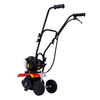 37.7cc 4-Stroke Gas Powered Mini Tiller Cultivator with Viper Engine, Red Steel Construction