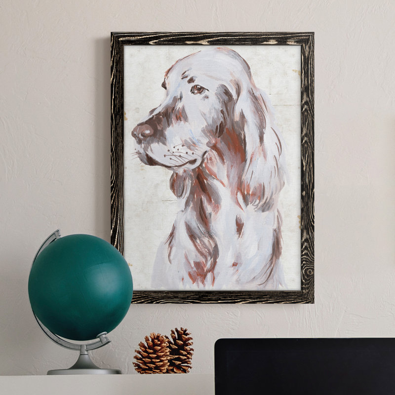 «Sitting Dog III», peinture sur toile encadrée, Cadre en érable, H 20 po x l 24 po x P 1 po