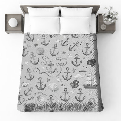 Couvre-lit matelassé Nautical Anchor Shells
