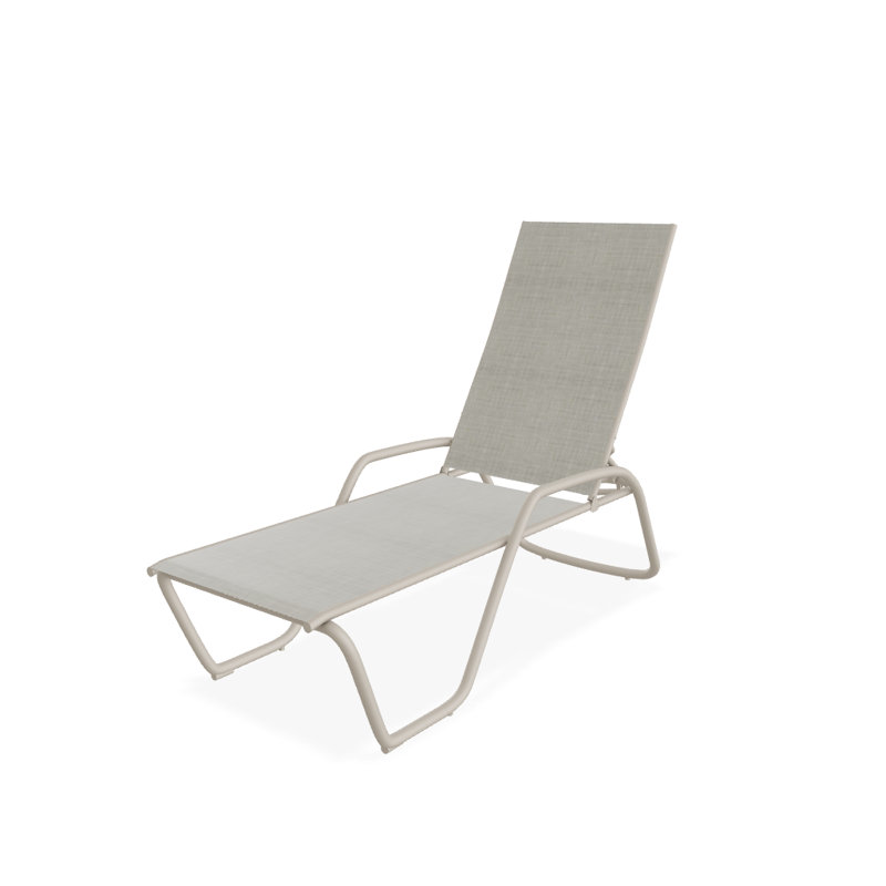 Outdoor Rust-Resistant Metal Chaise Lounge, Textured Desert, Ella