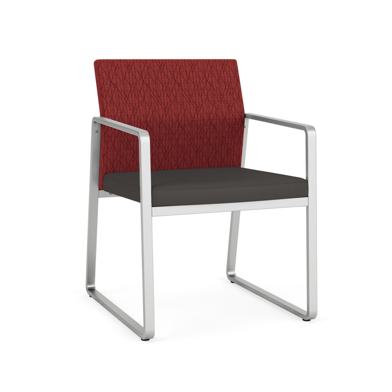 Chaise d'invité Gansett, Portes ouvertes en tissu noir, Argent