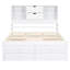 Grand lit plateforme avec rangement et 8 tiroirs - Tête de lit en bois massif blanc durable