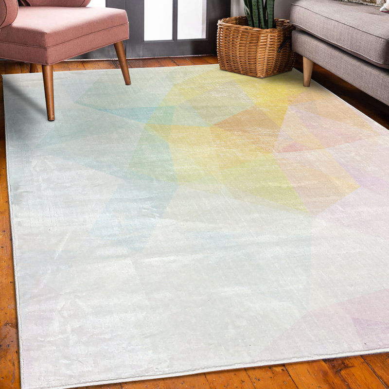 Dafayon Abstract High Density Long Fiber Poly Threads Decorative Area Rug Carpet, Rectangle 5'1" x 7'5"