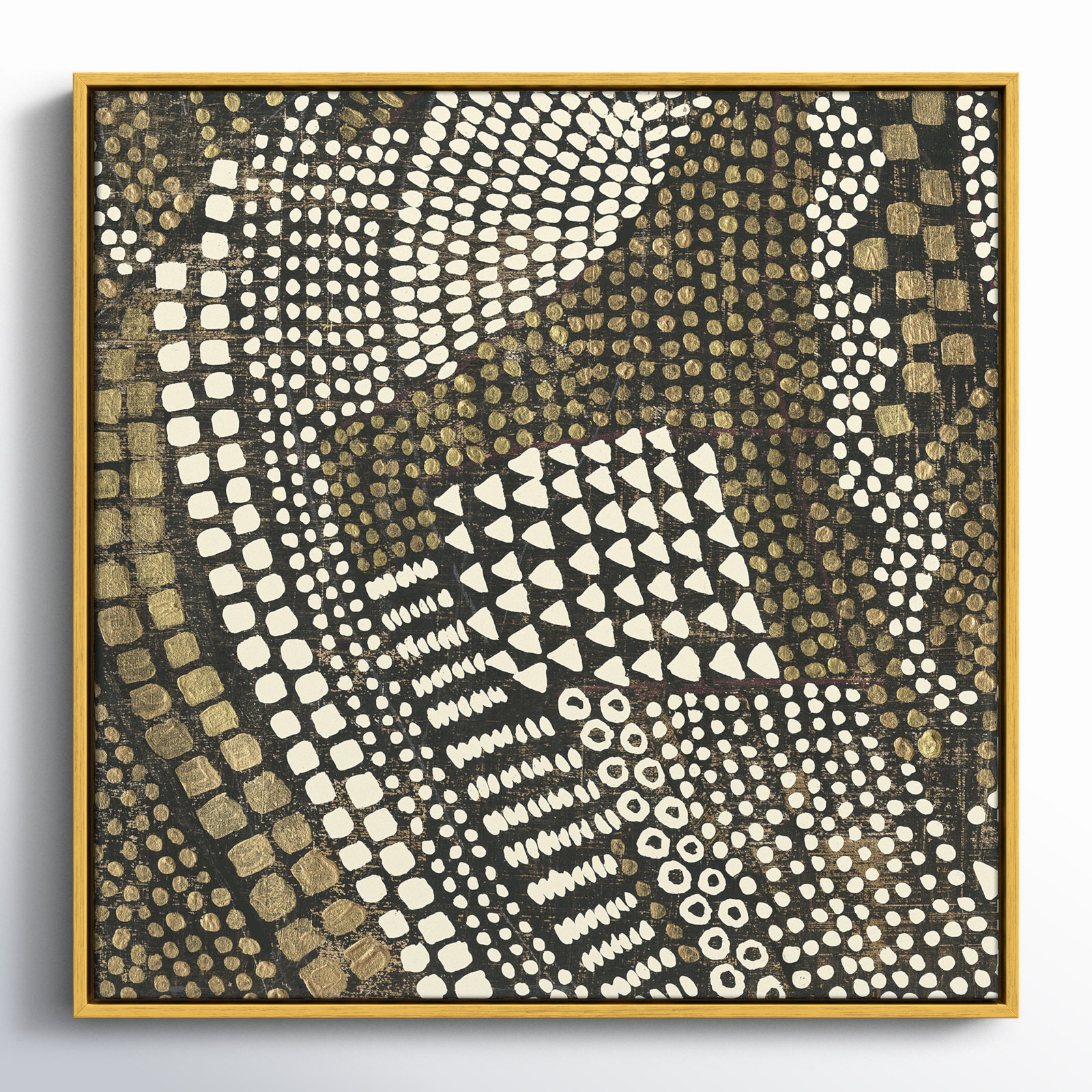 Bergen "Reaching Gold III" Painting, 25.5" H x 25.5" W x 2" D, Gold Framed
