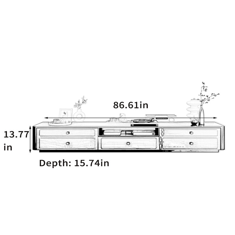 Modern Minimalist TV Stand, 86.61"