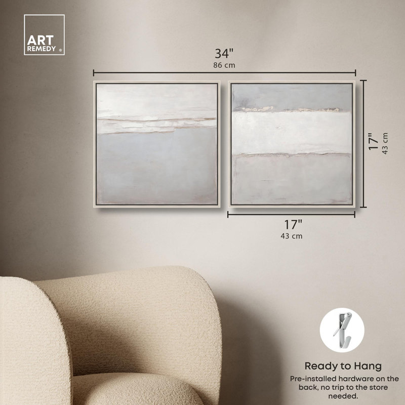 "Luxe", ensemble de 2 reproductions d'art sur toile par , Argent argent, H 17 po x l 17 po
