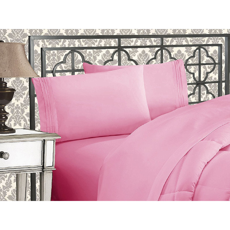 Microfiber Sheet Set, California King, Light Pink