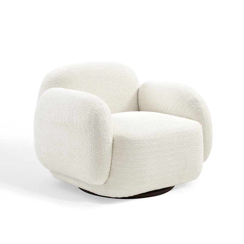 Fauteuil demi-tonneau pivotant à 360 degrés Jarisa, 100 % polyester blanc cassé