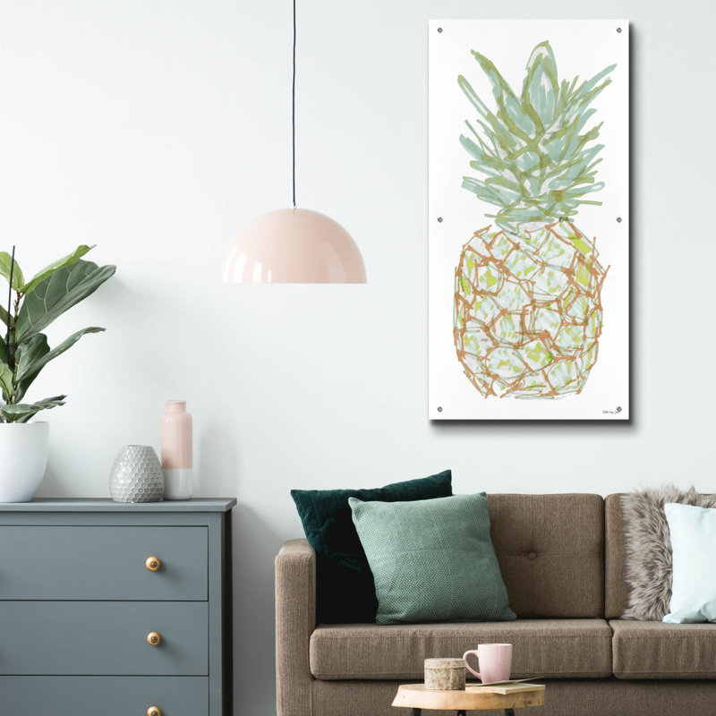 «Sketchy Pineapple 2» par Stellar Design Studio, art mural en verre acrylique, H 48 po x l 24 po