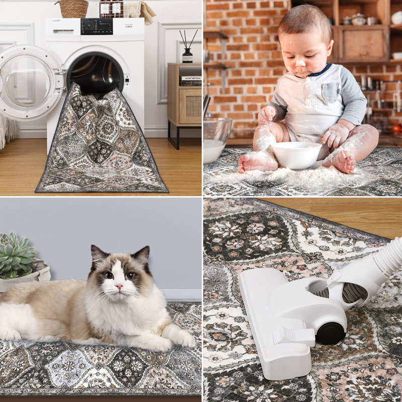 Seyran Washable Indoor Rug, Rectangle 4' x 6'