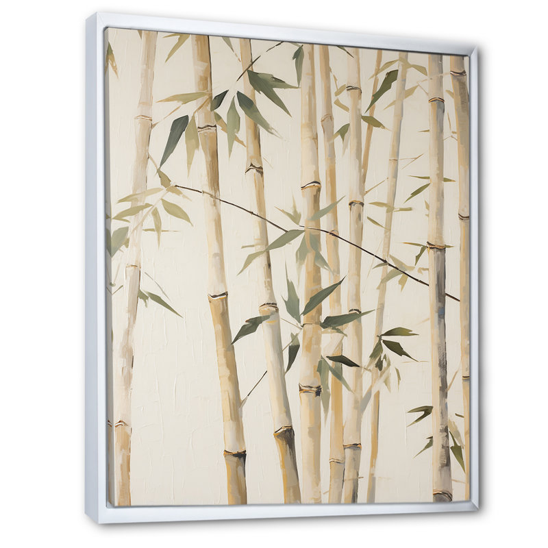 Beige minimalisme bambou sérénité III - impressions d'art mural en bambou_106626, H 44 po x l 34 po x P 1,5 po
