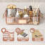 Panier de rangement décoratif Rosegold - Organisateur élégant pour la salle de bain et le bureau avec base en liège et poignée en bois
