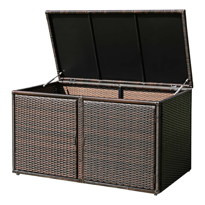 88 Gallon Garden Patio Rattan Storage Container Box, Brown