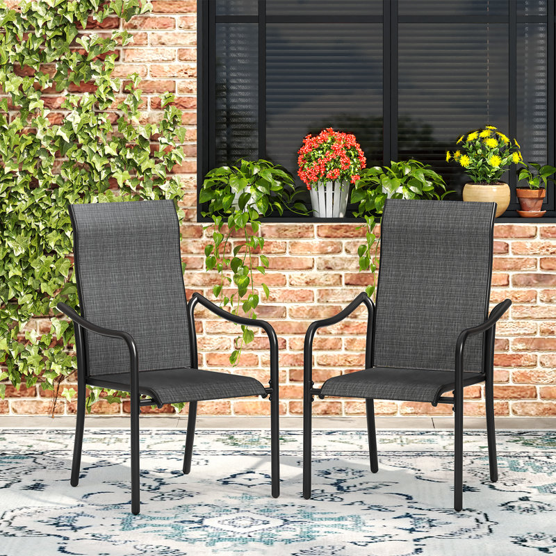 Chaise de salle à manger d'extérieur empilable, Gris