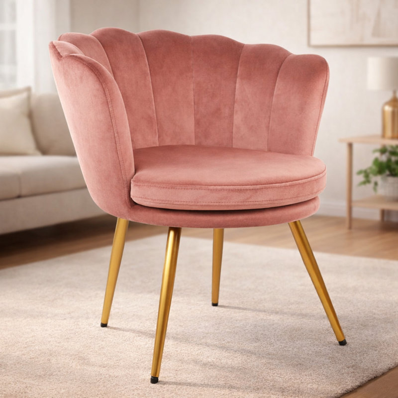 Octavius Velvet Barrel Chair, Dusty Pink