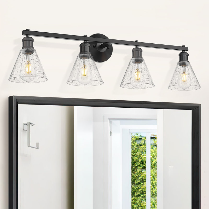 Éclairage de salle de bain 4 lumières à intensité variable Beckmann, Noir mat