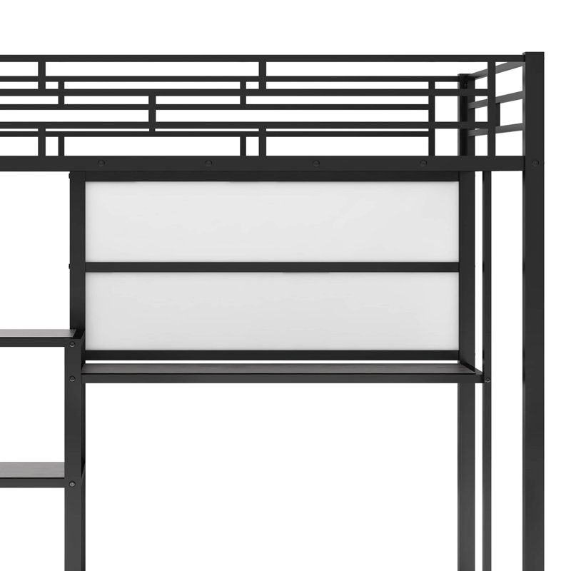 Femke Loft Bed with Desk, Bookcase and Whiteboard  by Isabelle & Max, Full, Black