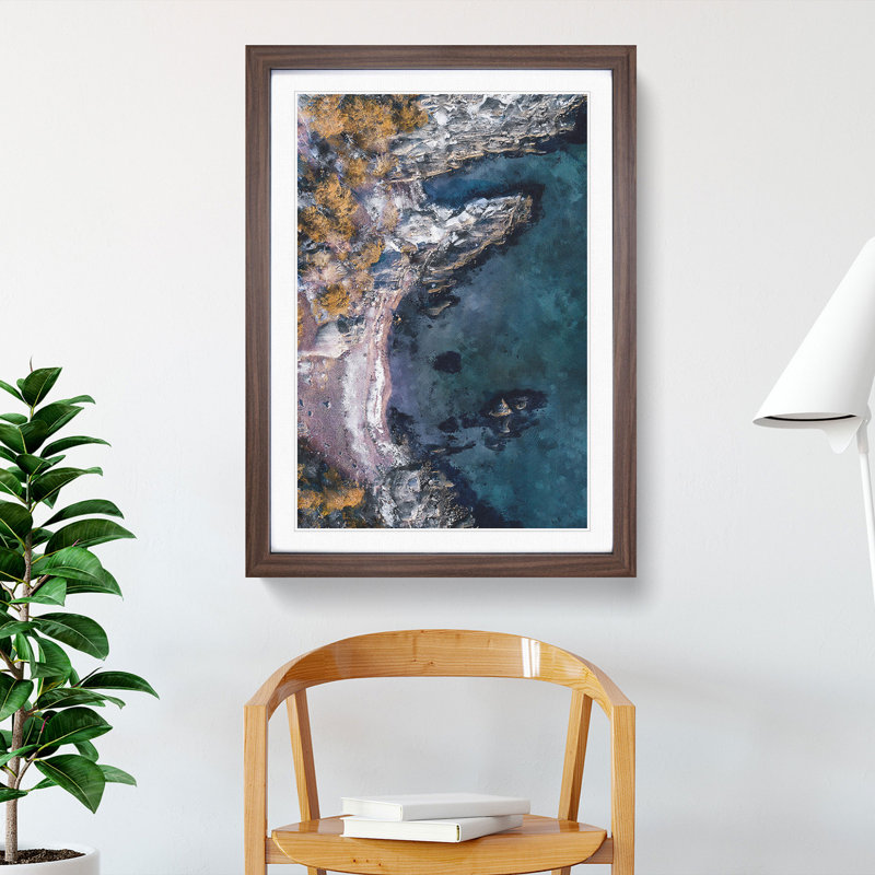 Coastline of Sweden - Picture Frame Graphic Art, Walnut Framed, 36cm H x 27cm W x 2cm D