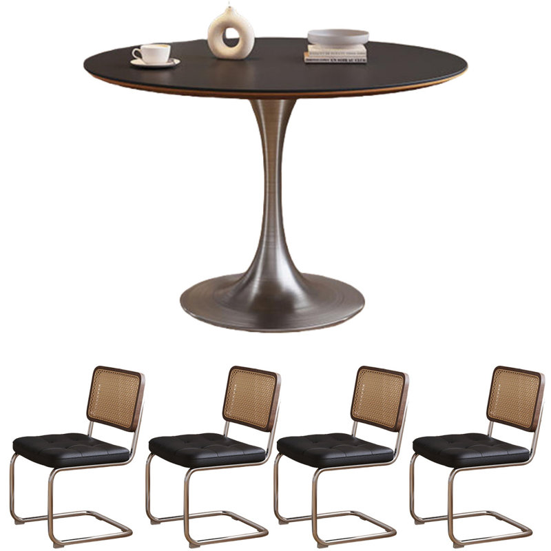 Table ronde rétro avec pieds en acier massif, H 29,5 po x L 43,3 po x l 43,3 po