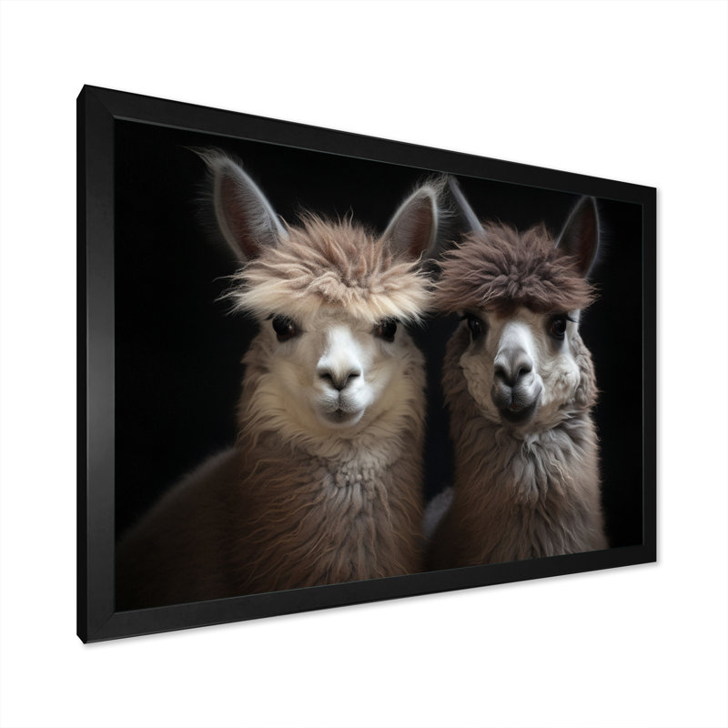 Deux Alcapas gracieux gardiens I - impression, Cadre photo noir, H 34 po x l 44 po x P 1,5 po