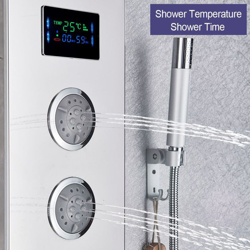 Système de douche mural de 16 pouces avec valve thermostatique et douchette amovible