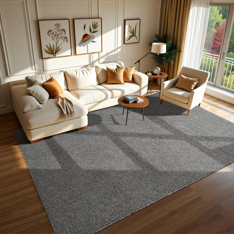 Low-Profile Non-Slip Indoor Area Rug, Machine Washable & Absorbent, Gray, Rectangle 2'7" x 3'11"